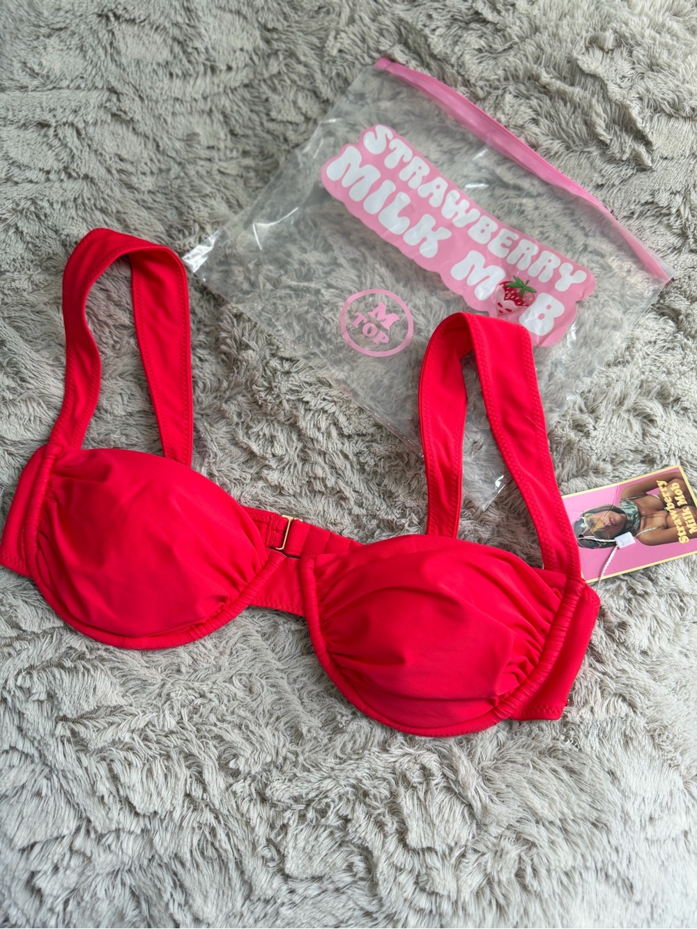 Strawberry Milk Mob Red Bikini Top